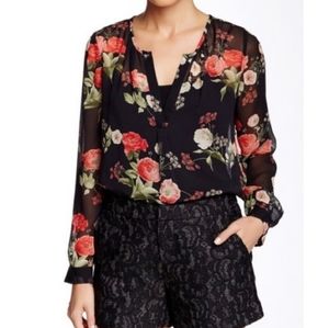 Joie Black Floral Blouse